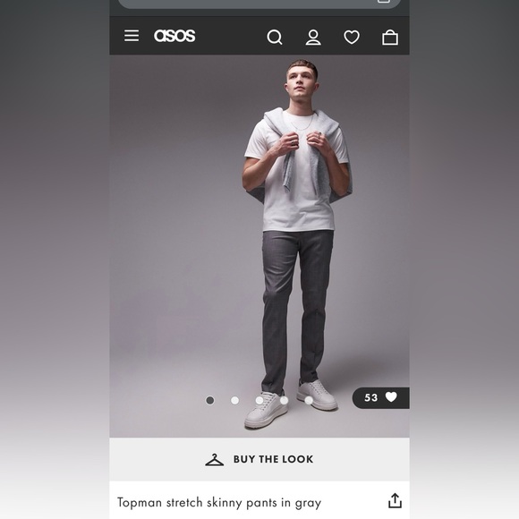 ASOS NWT “Topman” stretch skinny pants in gray 34x30 - Picture 3 of 8